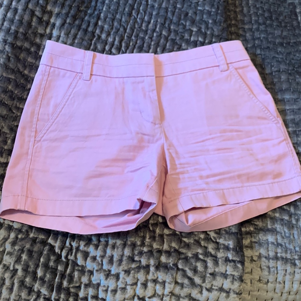 Pink J. Crew chino shorts